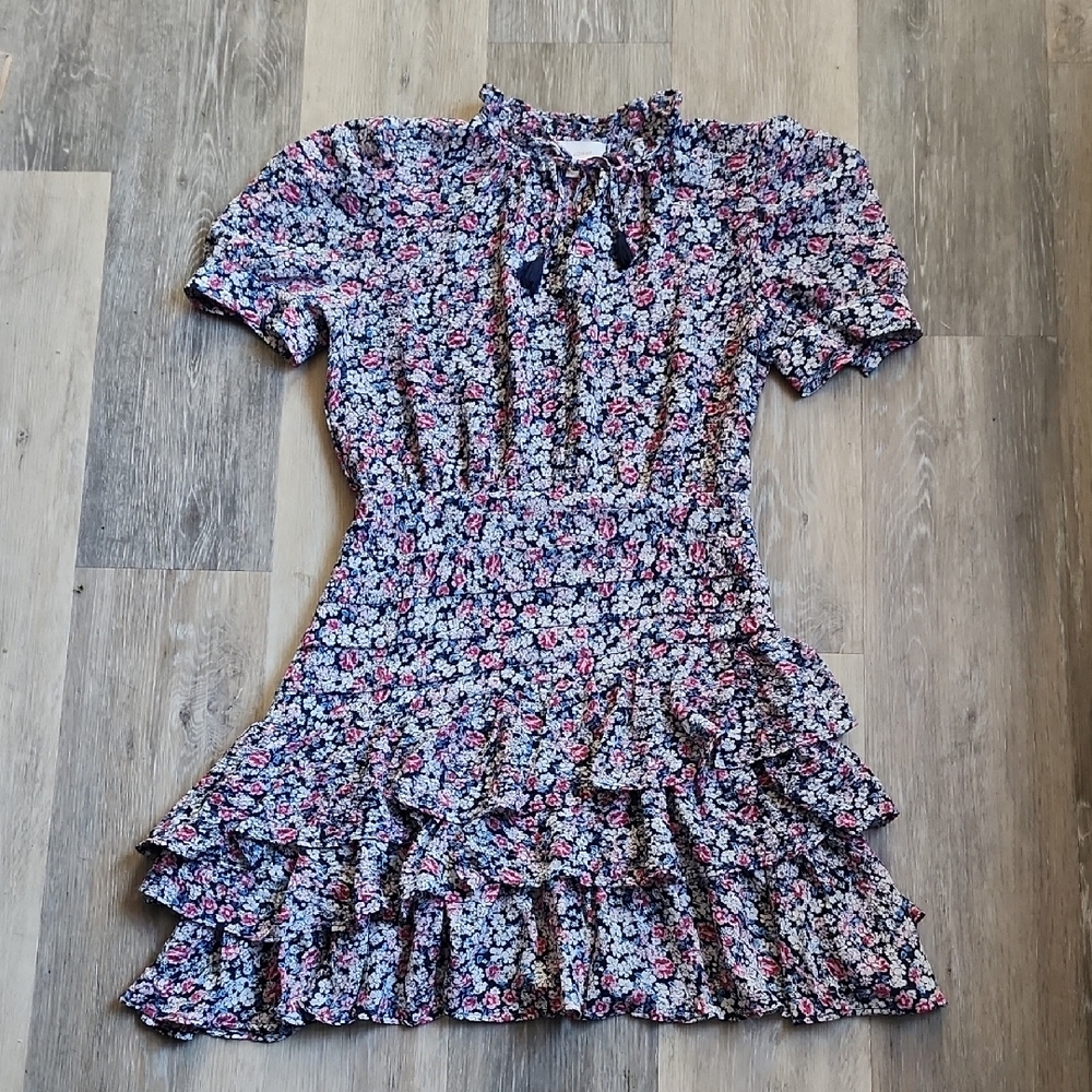 Dear John Floral Mini Dress - Pink and Blue